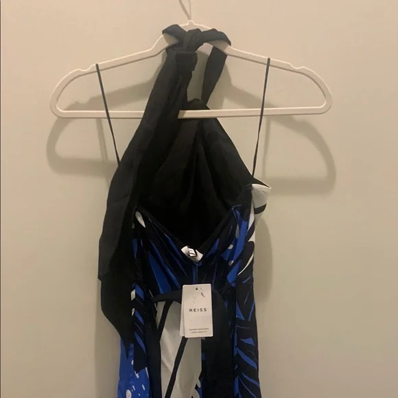 NWT Reiss Erin Blue Maxi Halter Tropical Print Sundress Resort Wear - Picture 8 of 12